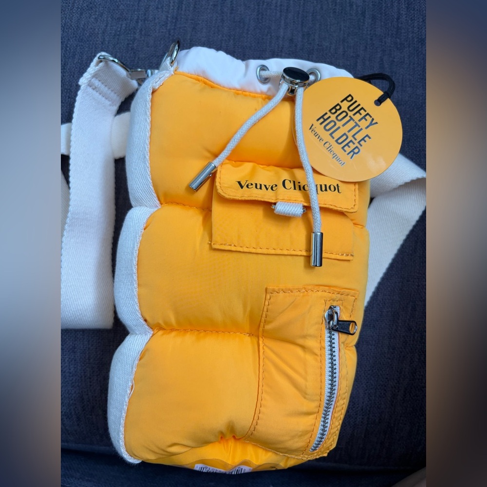 Veuve Clicquot Orange Quilted Puffer Puffy Crossbody Champagne Holder Bag
